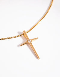 Gold Plated Cubic Zirconia Cross Charm - link has visual effect only