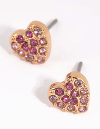 Pink Ombre Diamante Heart Stud Earrings - link has visual effect only