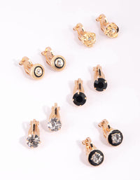 Gold Diamante Clip On Earring 8-Pack - link has visual effect only