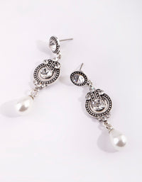 Silver Diamante & Pearl Drop Earrings - link has visual effect only