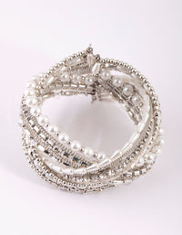 Silver Plated Multi Bead Cuff Bracelet - link has visual effect only