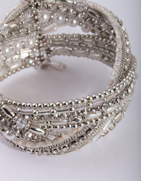 Silver Plated Multi Bead Cuff Bracelet - link has visual effect only