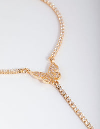 Gold Cubic Zirconia Butterfly Hand Chain - link has visual effect only