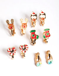 Kids Festive Stocking Clip-On Earrings - link has visual effect only