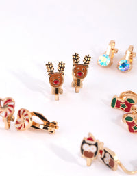 Kids Festive Stocking Clip-On Earrings - link has visual effect only