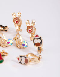 Kids Festive Stocking Clip-On Earrings - link has visual effect only