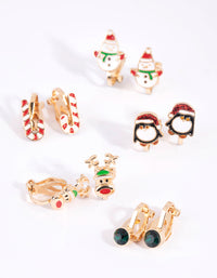 Kids Festive Penguin Clip-On Earrings - link has visual effect only