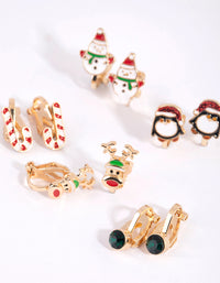 Kids Festive Penguin Clip-On Earrings - link has visual effect only