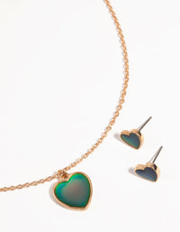 Kids Mood Heart Necklace & Earrings Set - link has visual effect only