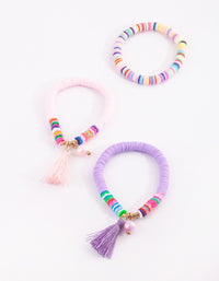 Kids Beaded Tassel Stretch Bracelet Pack - link has visual effect only