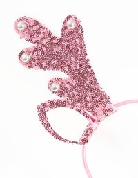 Kids Pink Glitter Antler Headband - link has visual effect only