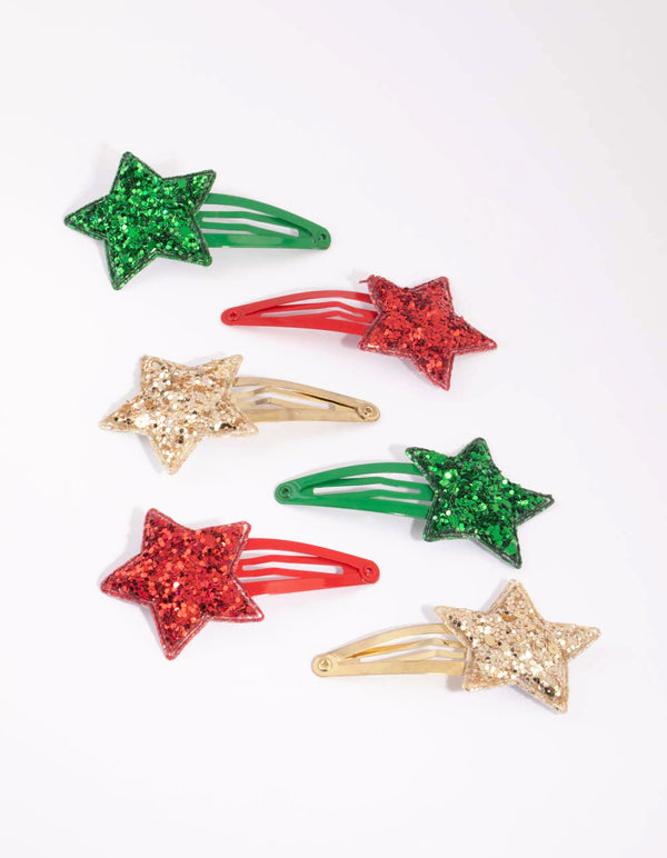 Kids Glitter Star Snap Clip 6-Pack