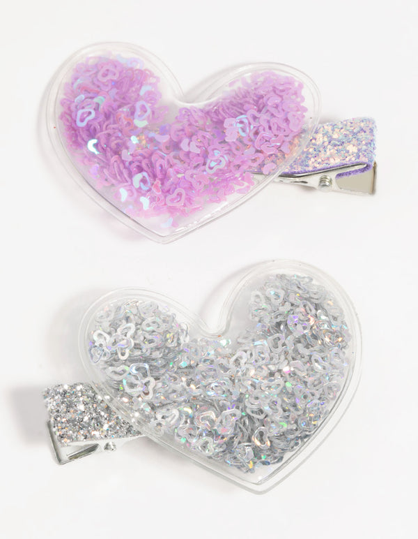 Kids Glitter Heart Clips