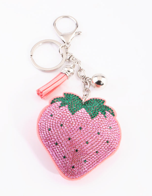 Kids Diamante Strawberry Keyring