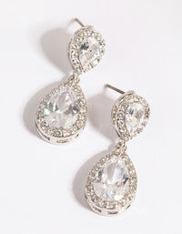 Silver Cubic Zirconia Angelina Drop Earrings - link has visual effect only