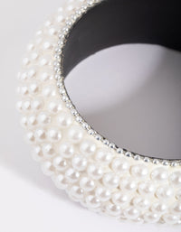 Silver Layered Pearl Bangle Bracelet - link has visual effect only