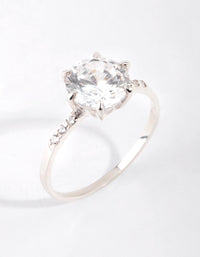 Sterling Silver Cubic Zirconia Claw Ring - link has visual effect only