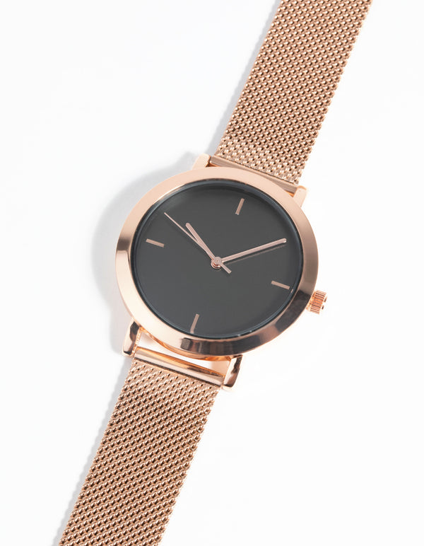 Rose Gold Minimal Mesh Watch