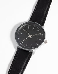 Silver Classic Faux Leather Watch - link has visual effect only