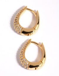 Gold Plated Hoop Earrings with Cubic Zirconia - link has visual effect only