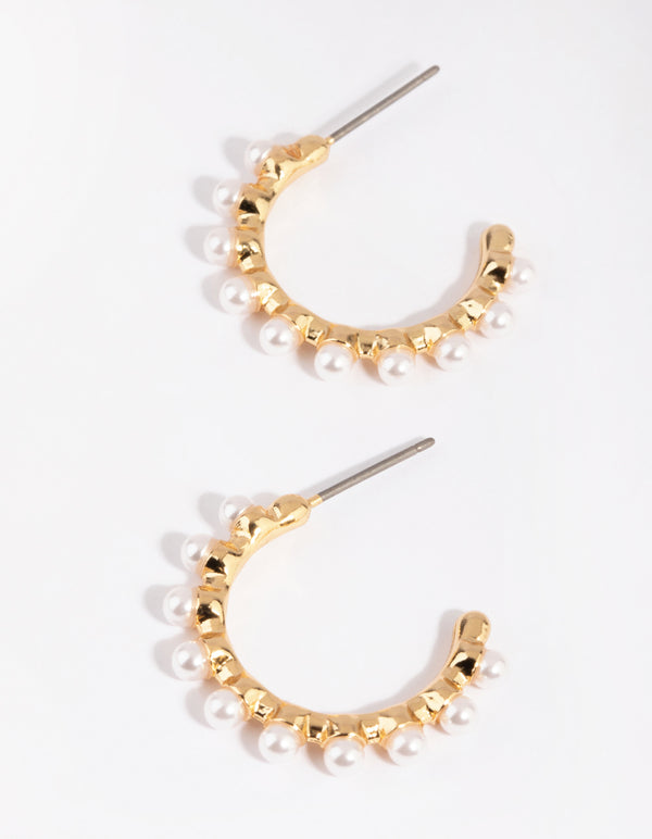 Gold Plated Hoop Earrings with Freshwater Pearls