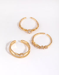 Gold Plated Ornate Ring Pack with Cubic Zirconia - link has visual effect only