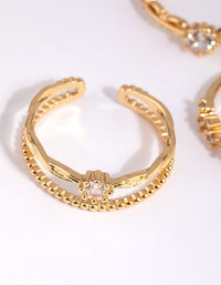 Gold Plated Ornate Ring Pack with Cubic Zirconia - link has visual effect only