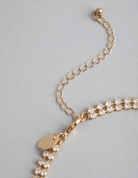 Gold Cubic Zirconia Statement Pointed Necklace - link has visual effect only