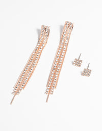 Rose Gold Diamante Stud Earring Set - link has visual effect only