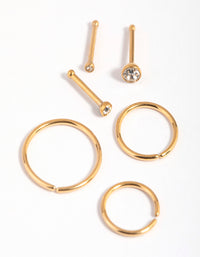 Gold-Plated Titanium Nose Stud 6-Pack - link has visual effect only