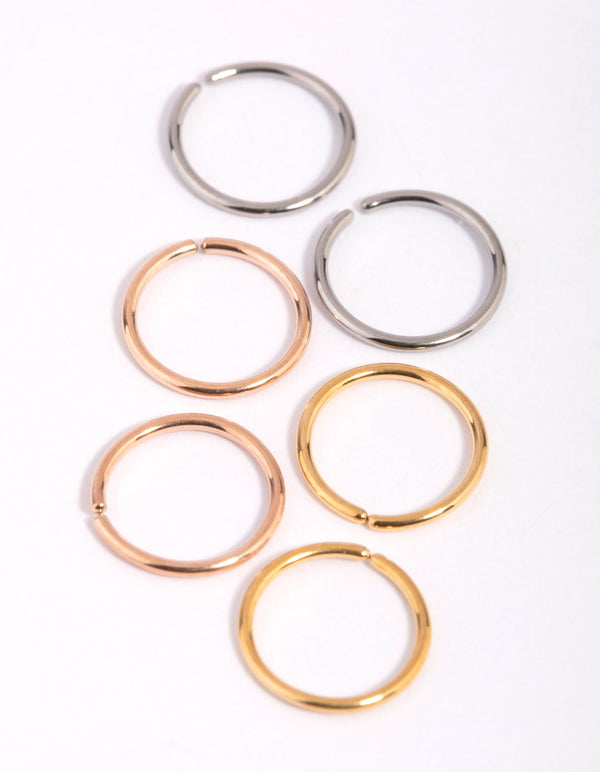 Titanium Nose Ring 6-Pack