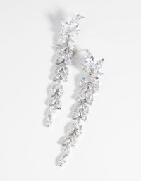 Rhodium Diamond Simulant Drop Earrings - link has visual effect only