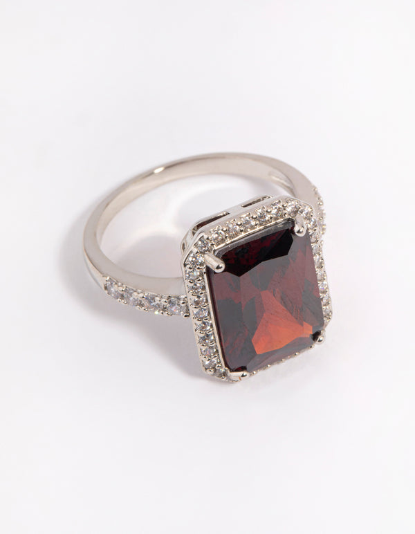 Ruby Diamond Simulant Halo Ring