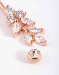 Rose Gold Plated Titanium Marquise Diamante Belly Bar - link has visual effect only