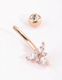 Rose Gold Plated Titanium Diamante Belly Bar - link has visual effect only