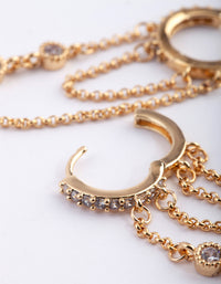 Gold Plated Huggie Hoop Earrings with Diamante - link has visual effect only