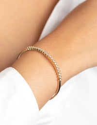 Gold Plated Baguette Bangle with Cubic Zirconia - link has visual effect only