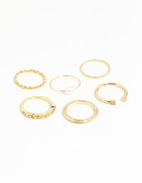 Gold Plated Ring Stack Pack with Freshwater Pearls - link has visual effect only