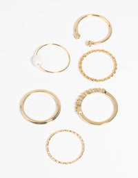 Gold Plated Ring Stack Pack with Freshwater Pearls - link has visual effect only