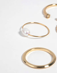 Gold Plated Ring Stack Pack with Freshwater Pearls - link has visual effect only