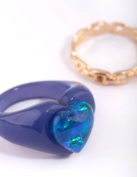 Blue Heart Plastic Ring Set - link has visual effect only