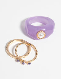 Purple Pearl & Diamante Ring Pack - link has visual effect only