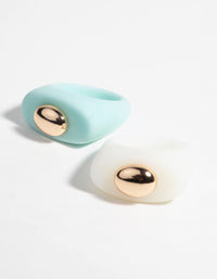 90s White & Turquoise Rings - link has visual effect only