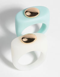 90s White & Turquoise Rings - link has visual effect only