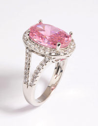 Rhodium Pink Cubic Zirconia Ring - link has visual effect only