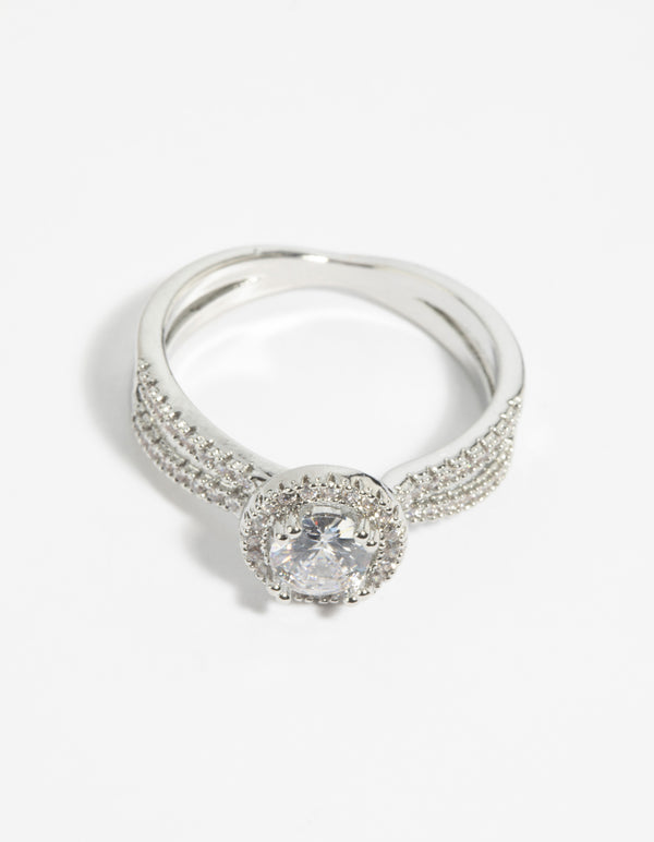 Rhodium Cubic Zirconia Ring