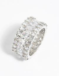 Rhodium Baguette Cubic Zirconia Ring - link has visual effect only