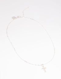 Silver Diamante Cross Necklace - link has visual effect only