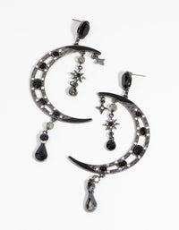 Gunmetal Moon Statement Earrings - link has visual effect only