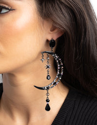 Gunmetal Moon Statement Earrings - link has visual effect only